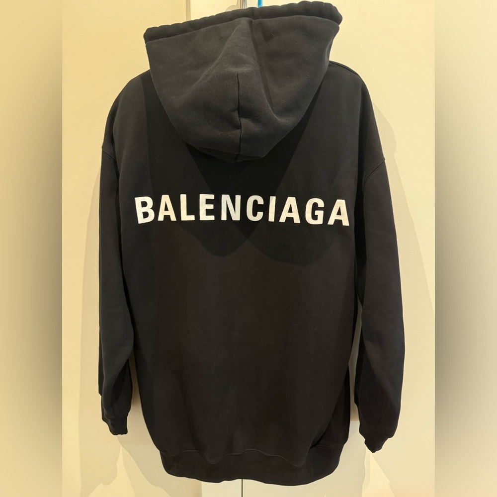 BALENCIAGA Oversized Hoodie, Logo on Back - Size Large, Mens